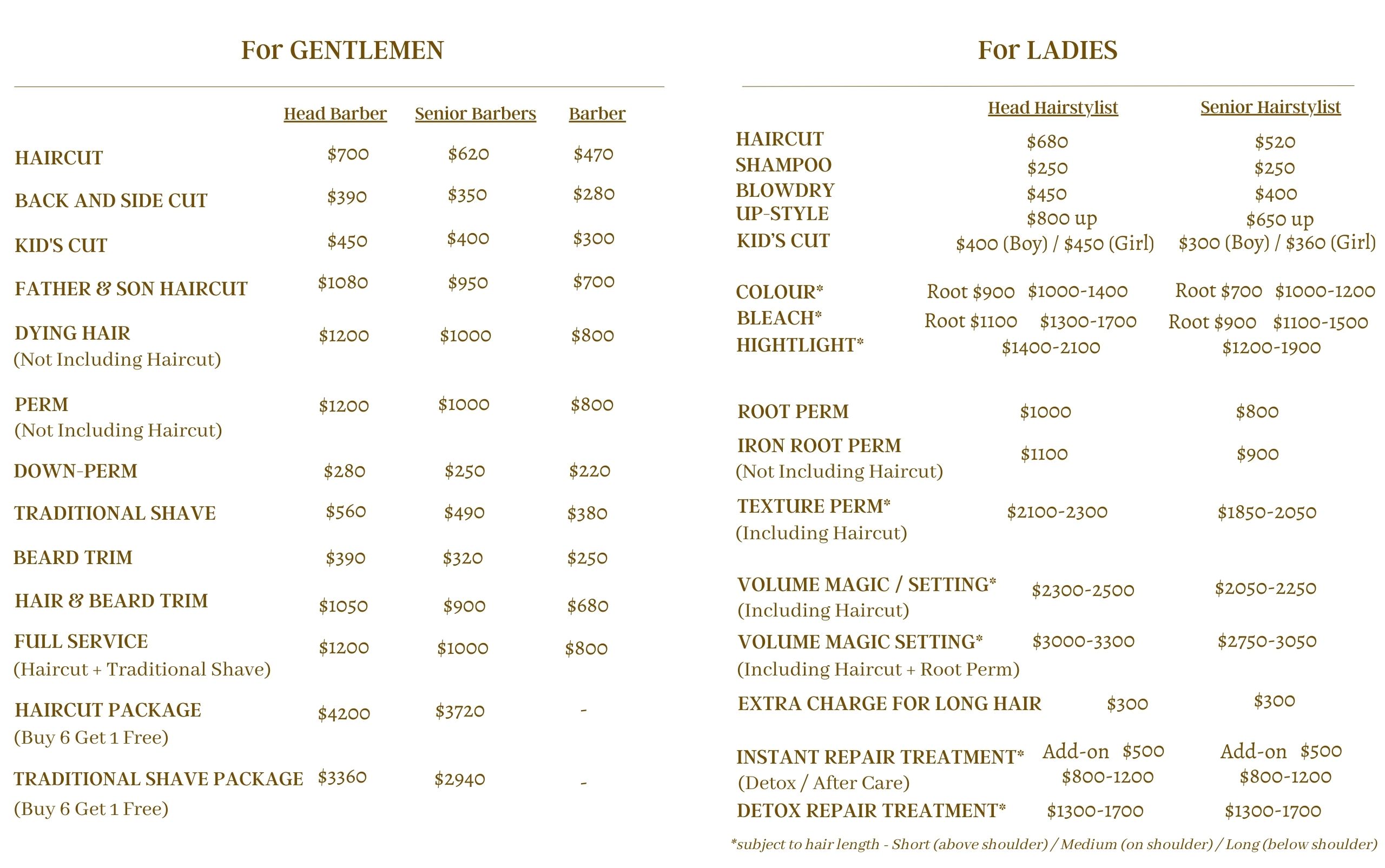 Price List